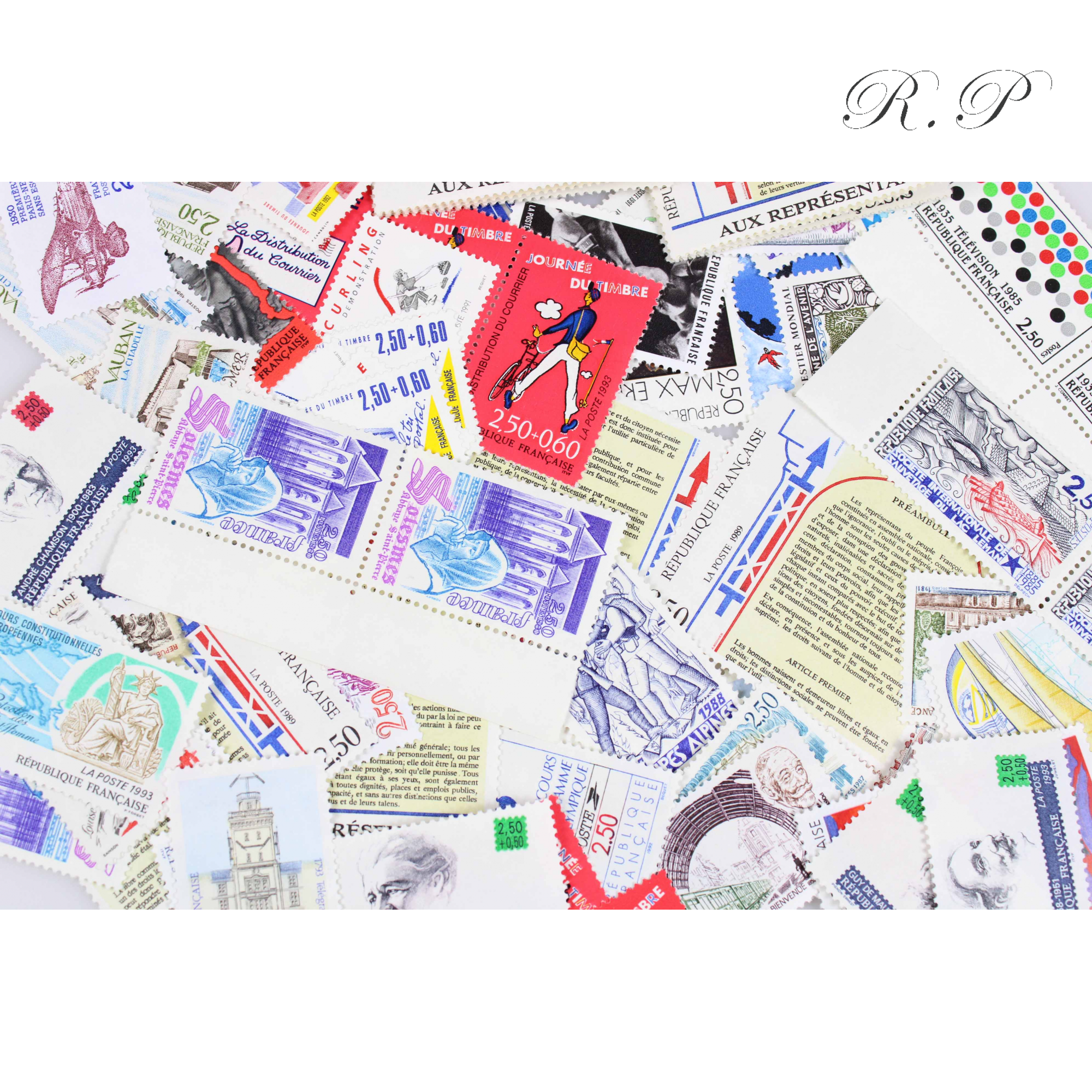 LOT DE 100 TIMBRES FRANCE NEUFS AFFRANCHISSEMENT 2,50 FRANCS, SOUS FACIALE