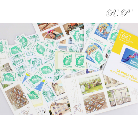 FRANCE LOT 100 TIMBRES LETTRES VERTES 20G VALIDITÉS PERMANENTES