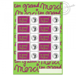 FEUILLE TIMBRES PERSONNALISEES N°F3637Aa CERES GOMME MATE "UN GRAND MERCI"