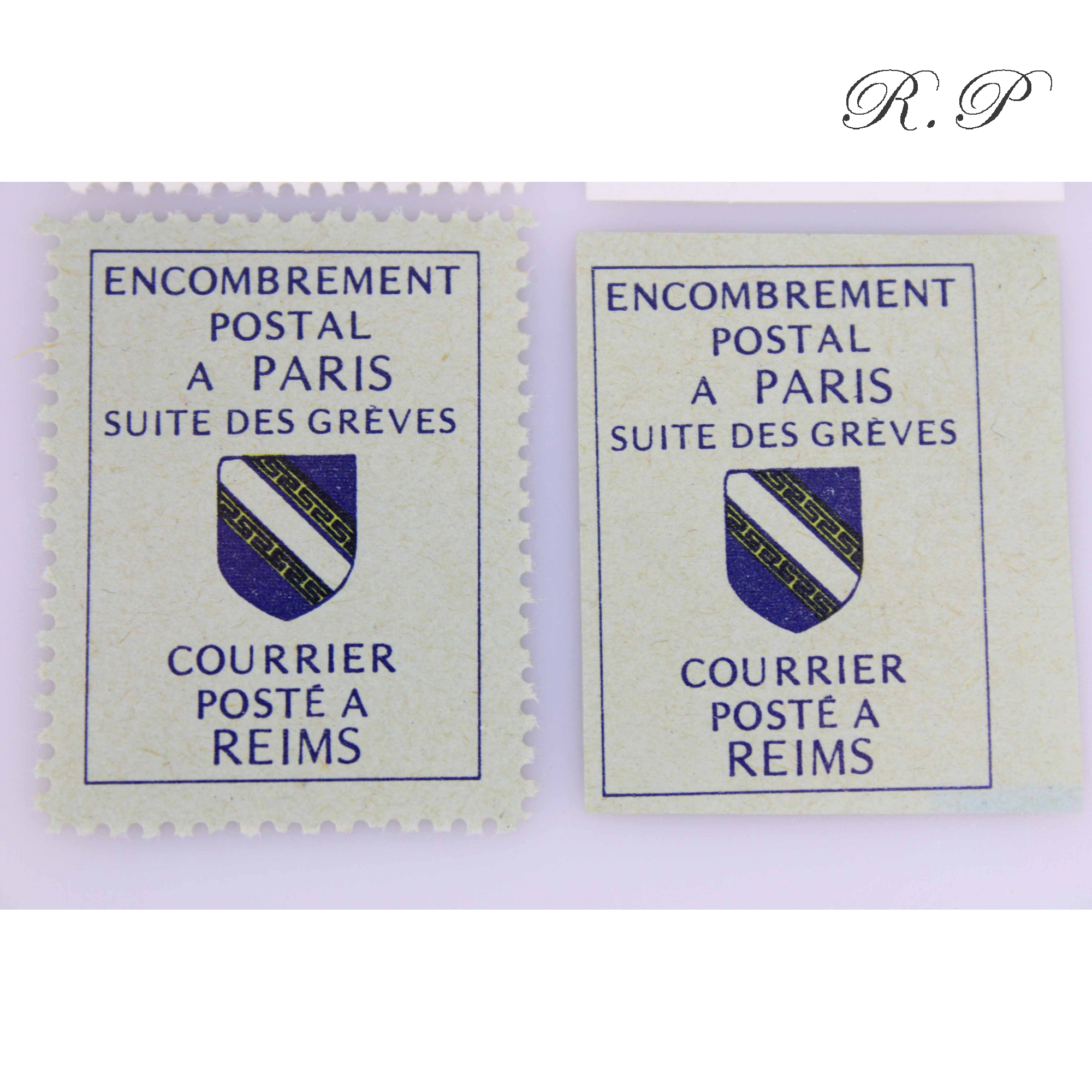 Timbres Encombrement postal à Paris - Suite des Grèves - Posté à Reims, neufs**