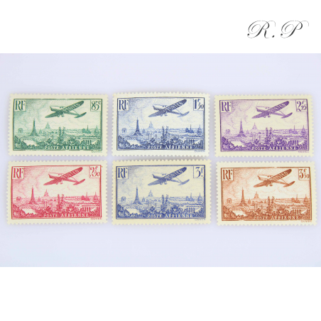 France Timbres Poste Aerienne Neufs Avion Survolant Paris