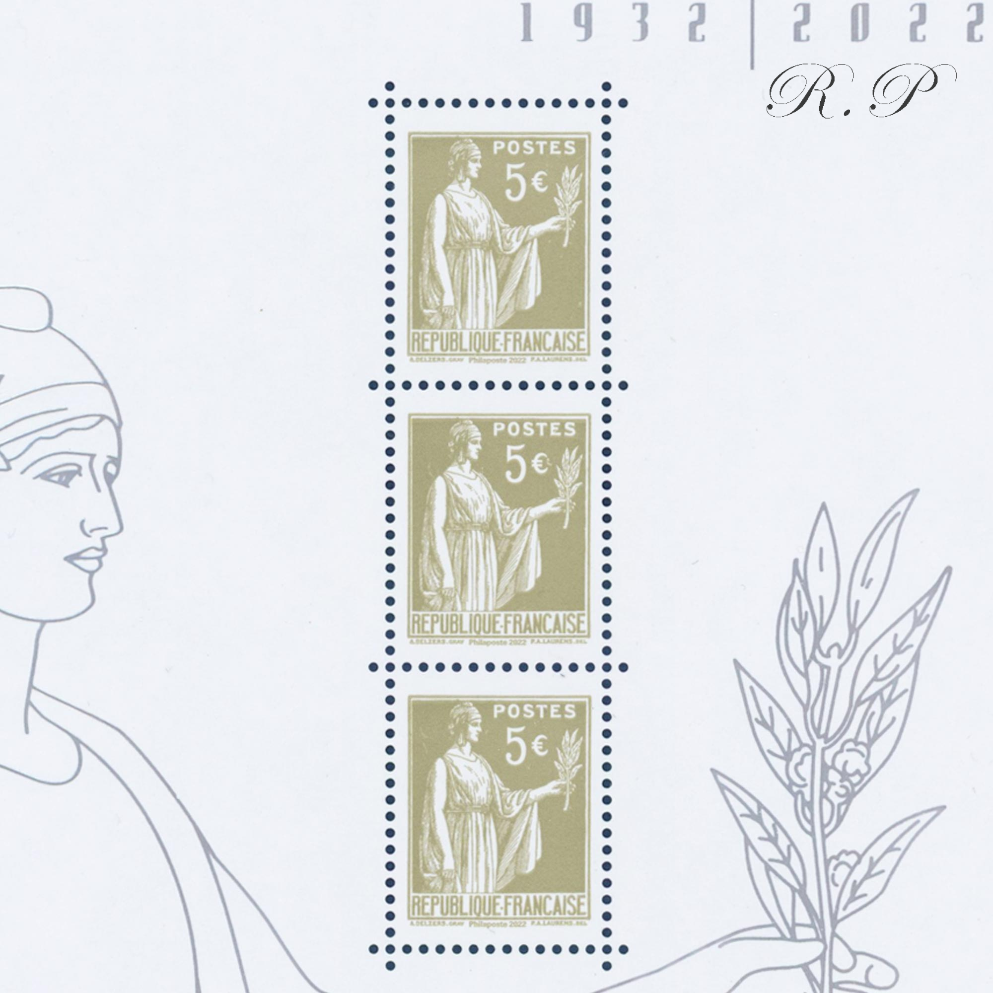 FEUILLET FRANCE PAIX DE LAURENS F5633, TIMBRES NEUFS** ANNEE 1932/2022