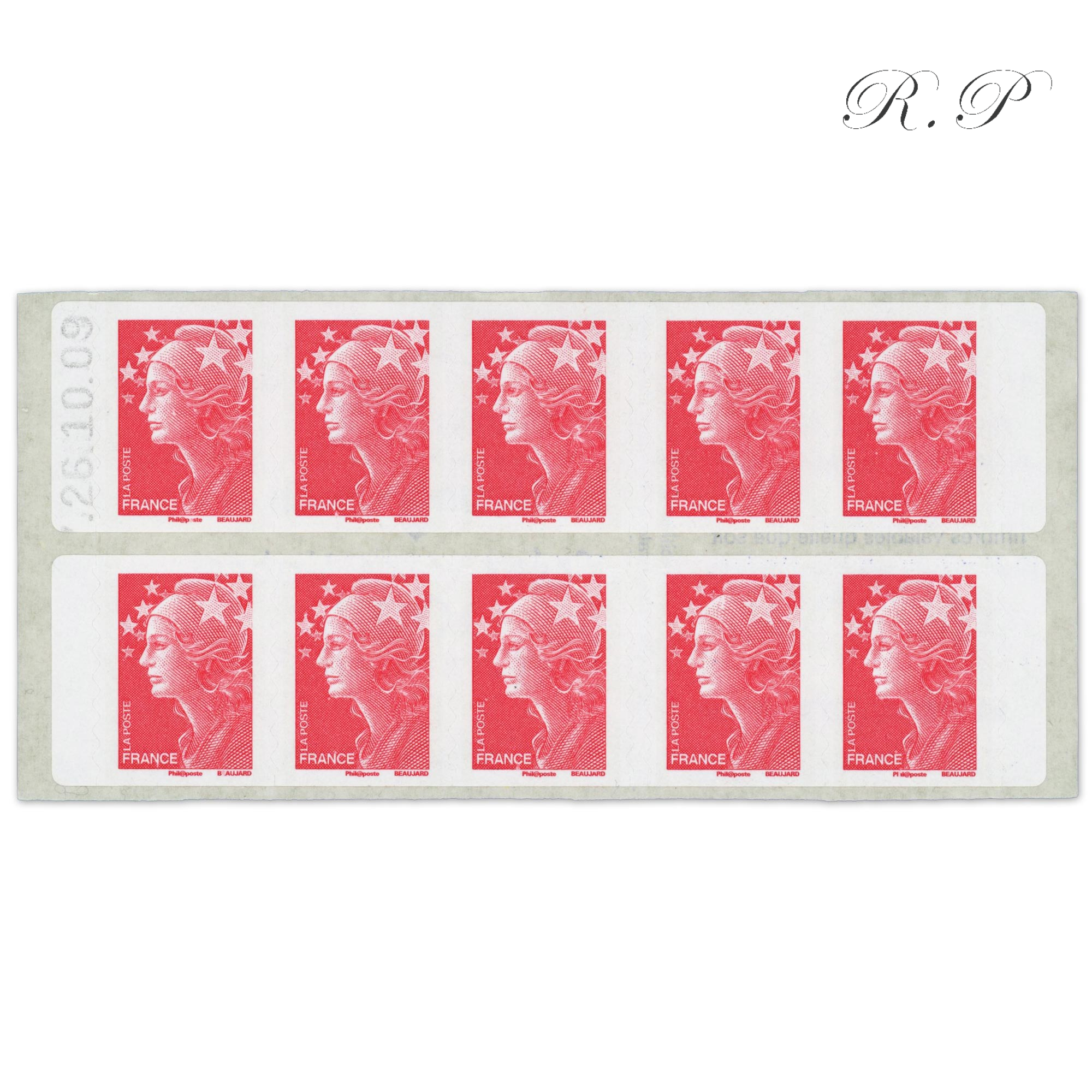 CARNET FRANCE 4197-C9 DE 10 TIMBRES POUR AFFRANCHIR MARIANNE ROUGE DE BEAUJARD