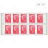 CARNET FRANCE 4197-C9 DE 10 TIMBRES POUR AFFRANCHIR MARIANNE ROUGE DE BEAUJARD