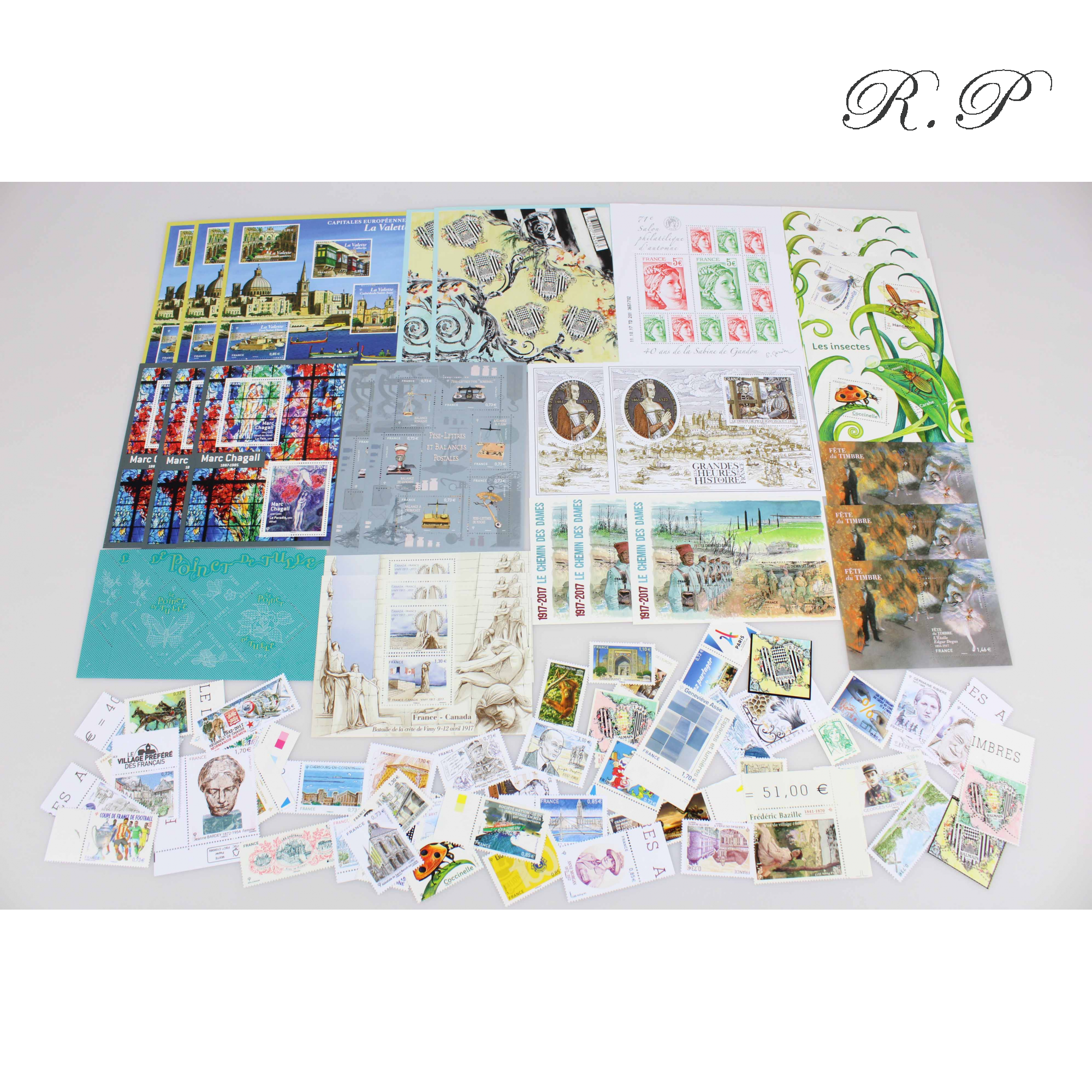 FRANCE ANNÉE 2017 TIMBRES NEUFS LOT IMPORTANT, FACIALE 147 EUROS