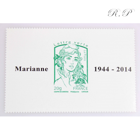 FRANCE FEUILLET 4774B VERT EMERAUDE MARIANNE DE CIAPPA 2014 LUXE