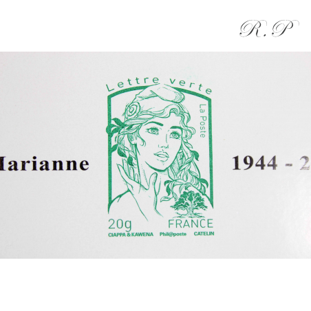 FRANCE FEUILLET 4774B VERT EMERAUDE MARIANNE DE CIAPPA 2014 LUXE