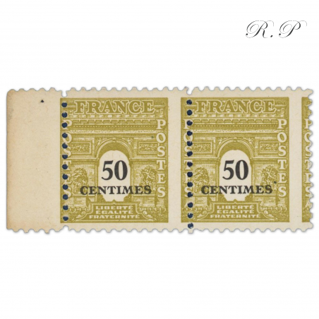 FRANCE TIMBRES PIQUAGE A CHEVAL PAIRE YT 704b, ETAT LUXE 1945