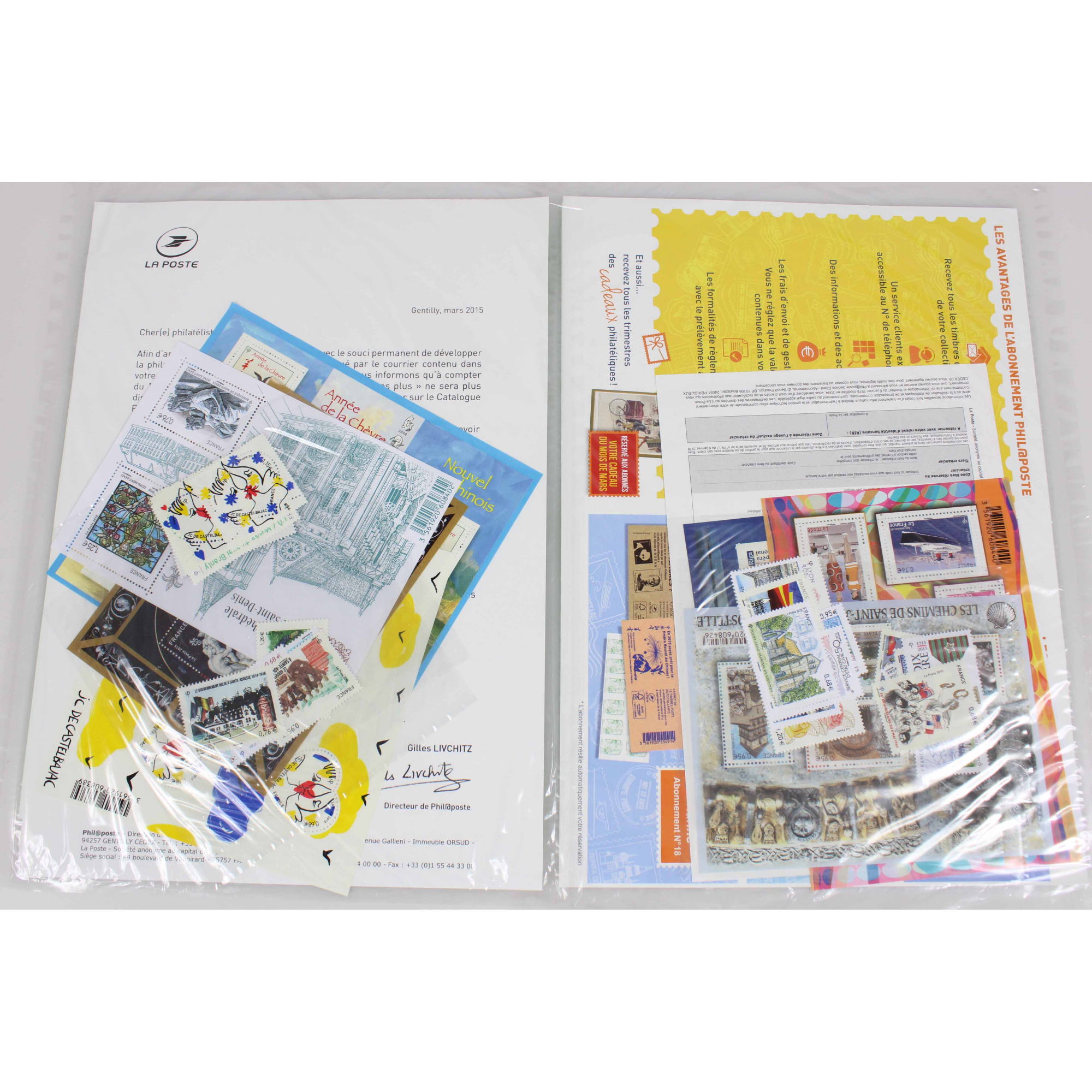 ANNÉE 2015 TIMBRES FRANCE NEUFS** DANS LES POCHETTES D'ABONNEMENT, TRIMESTRES 1/2