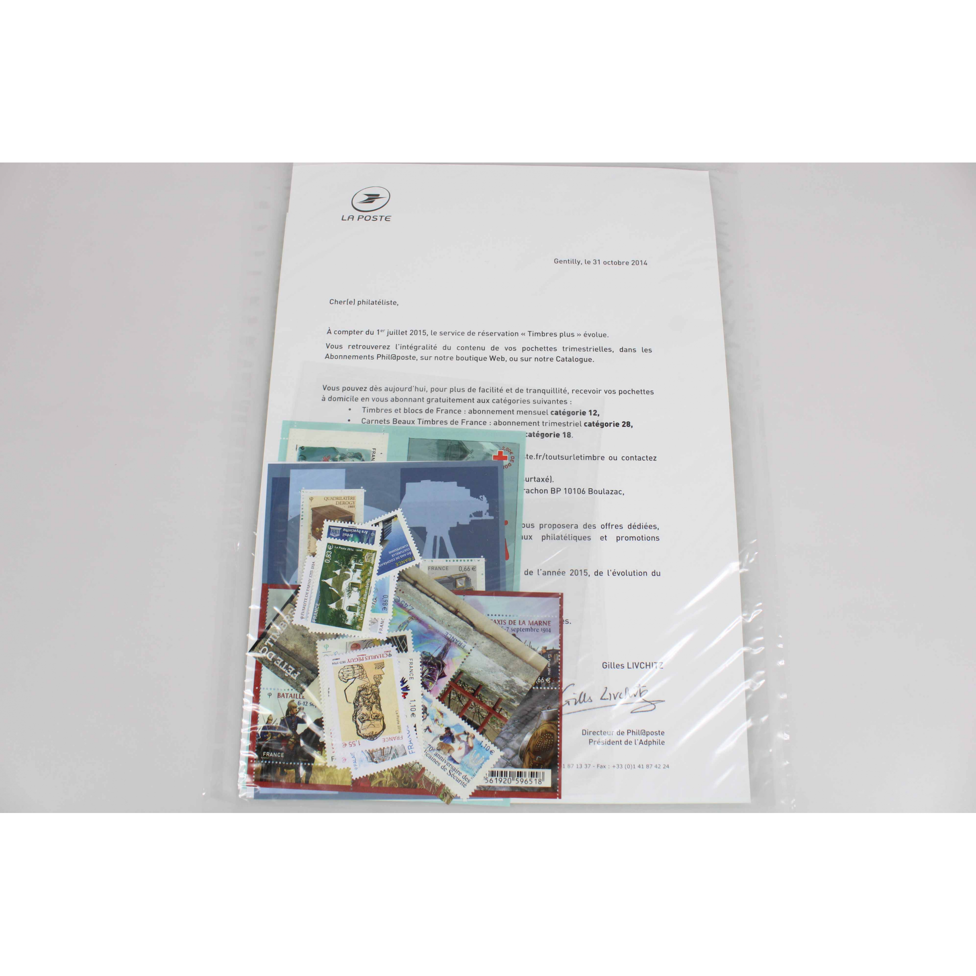 ANNÉE 2014 TIMBRES FR NEUFS** DANS LES POCHETTES D'ABONNEMENT, TRIMESTRES 1 A 4