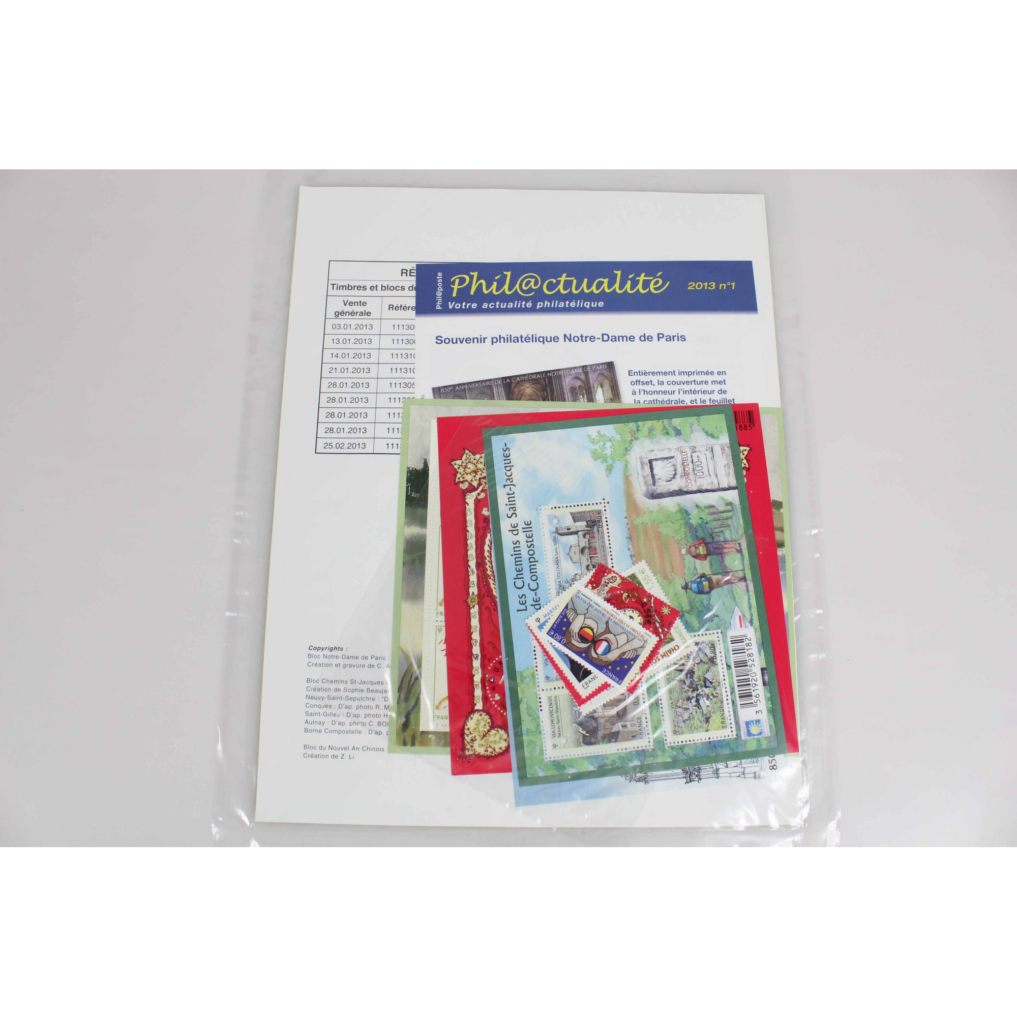ANNÉE 2013 TIMBRES FRANCE NEUFS** DANS LES POCHETTES D'ABONNEMENT, TRIMESTRES 1 A 4