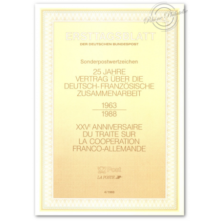 EMISSION COMMUNE (1988) ALLEMAGNE : 25è anniversaire traité franco-allemande