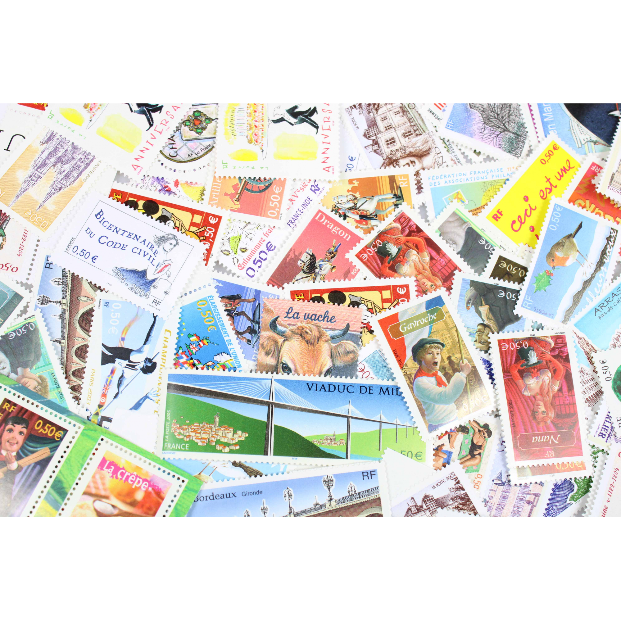 LOT DE 100 TIMBRES FRANCE NEUFS AFFRANCHISSEMENT 0.50 EUROS, SOUS FACIALE