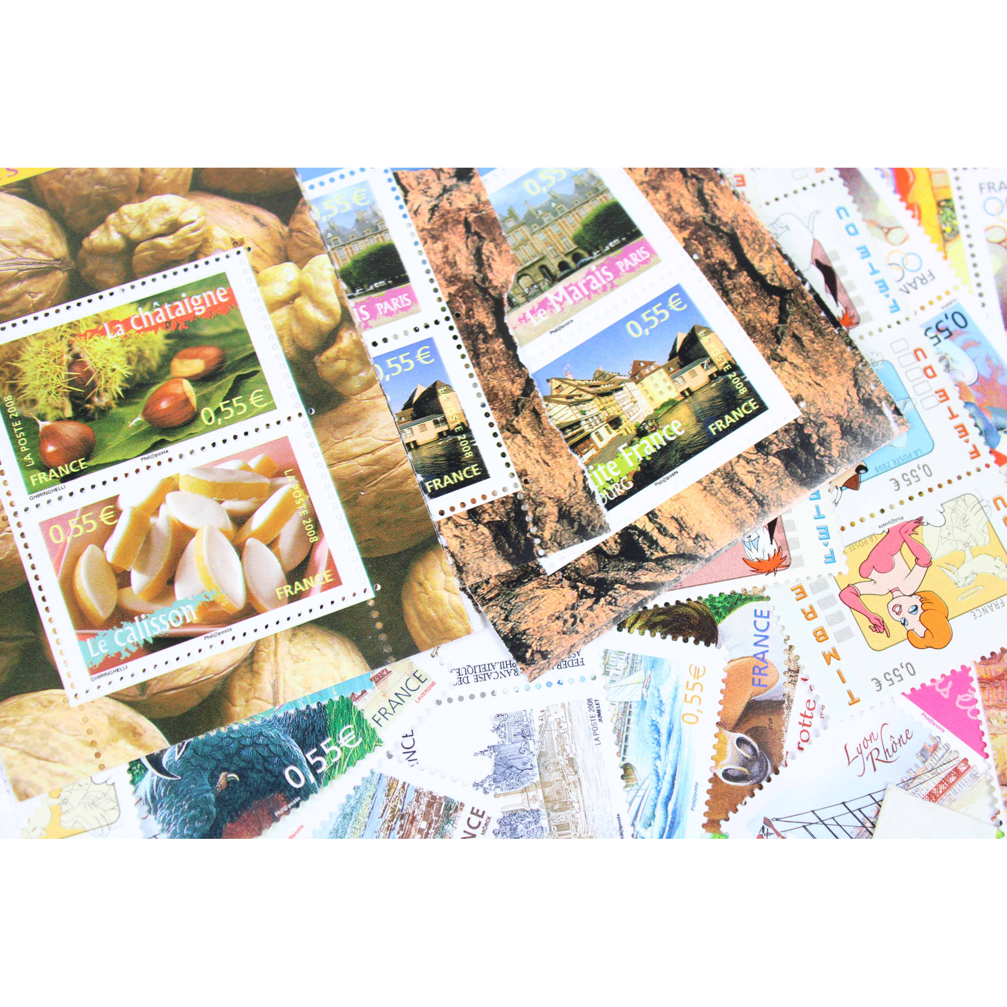 LOT DE 100 TIMBRES FRANCE NEUFS AFFRANCHISSEMENT 0.55 EUROS, SOUS FACIALE