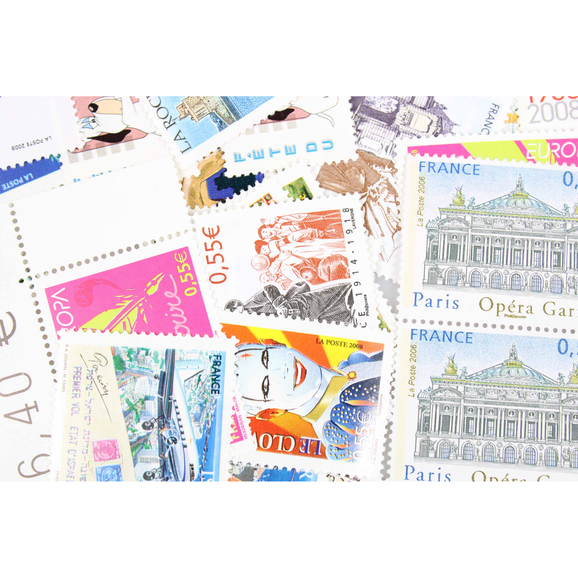 LOT DE 100 TIMBRES FRANCE NEUFS AFFRANCHISSEMENT 0.55 EUROS, SOUS FACIALE