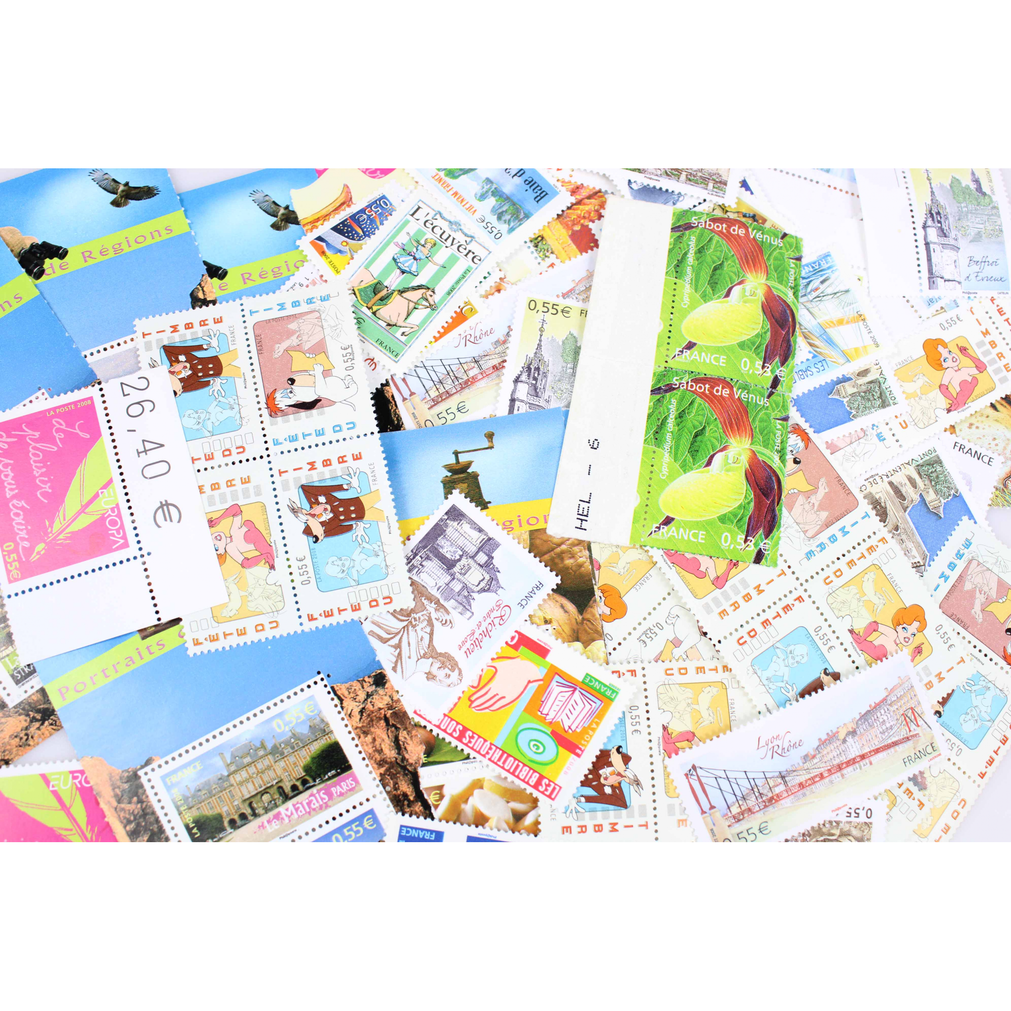 LOT DE 100 TIMBRES FRANCE NEUFS AFFRANCHISSEMENT 0.55 EUROS, SOUS FACIALE