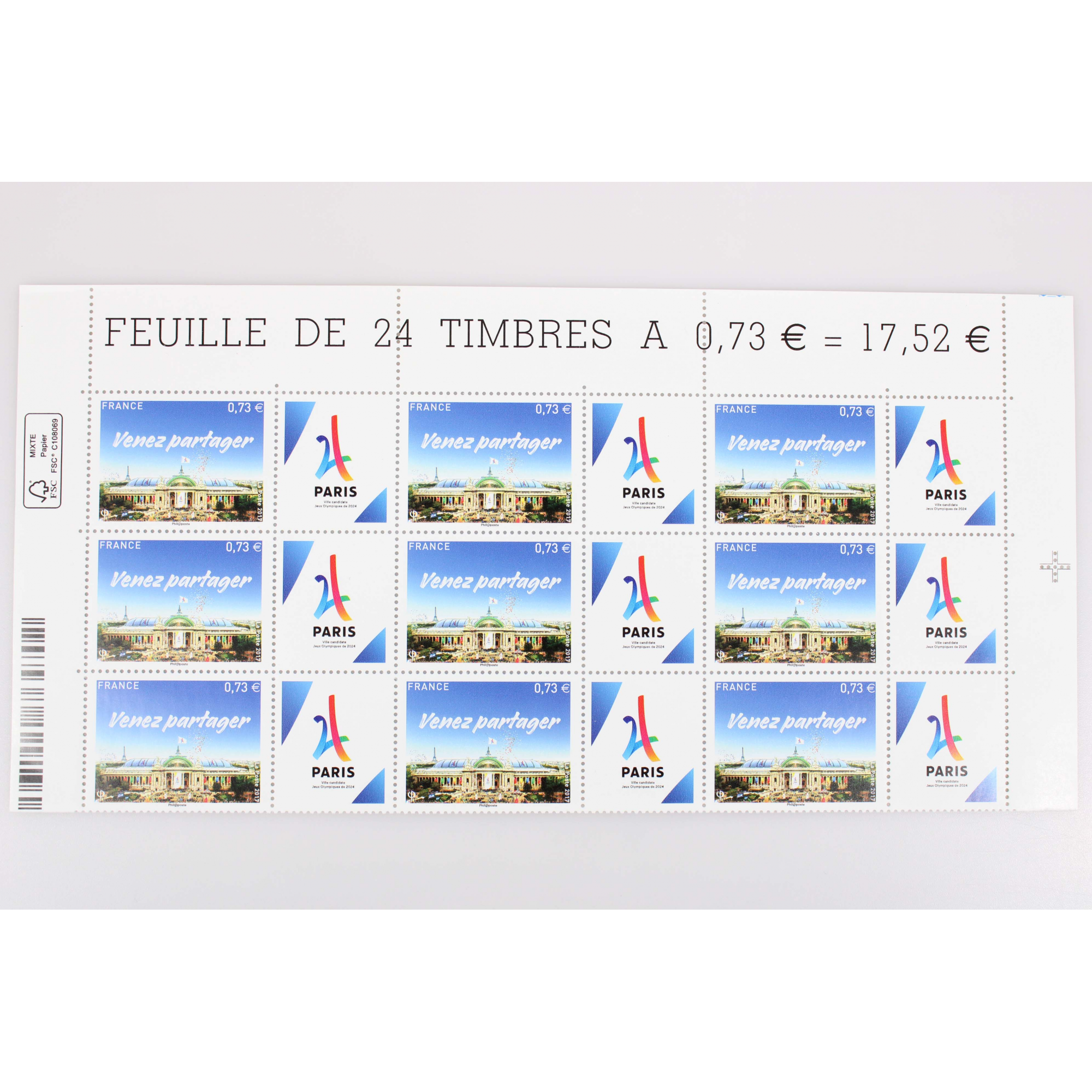 Bloc De 3 Timbres JO Paris 2024 – "Seule La Victoire Est Jolie", Neuf