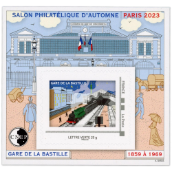 FRANCE BLOC CNEP N° 93 DENTELÉ "GARE DE LA BASTILLE" SALON PHILATÉLIQUE 2023