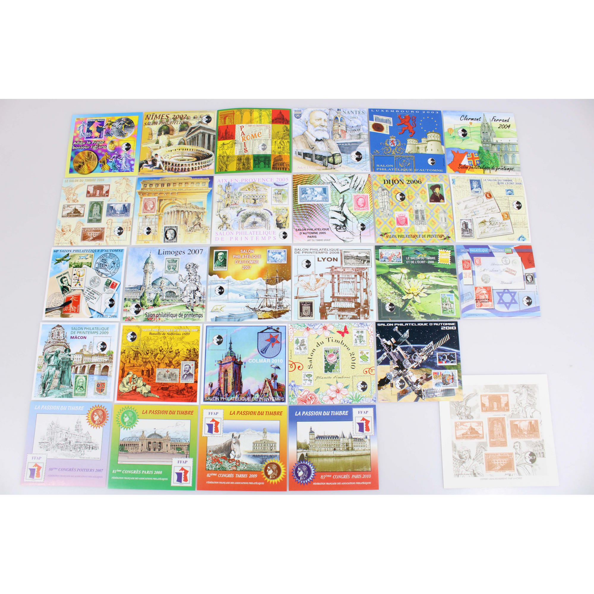 COLLECTION DE BLOCS SOUVENIRS CNEP DE 2002 A 2010 SÉRIE COMPLÈTE, TIMBRES NEUFS