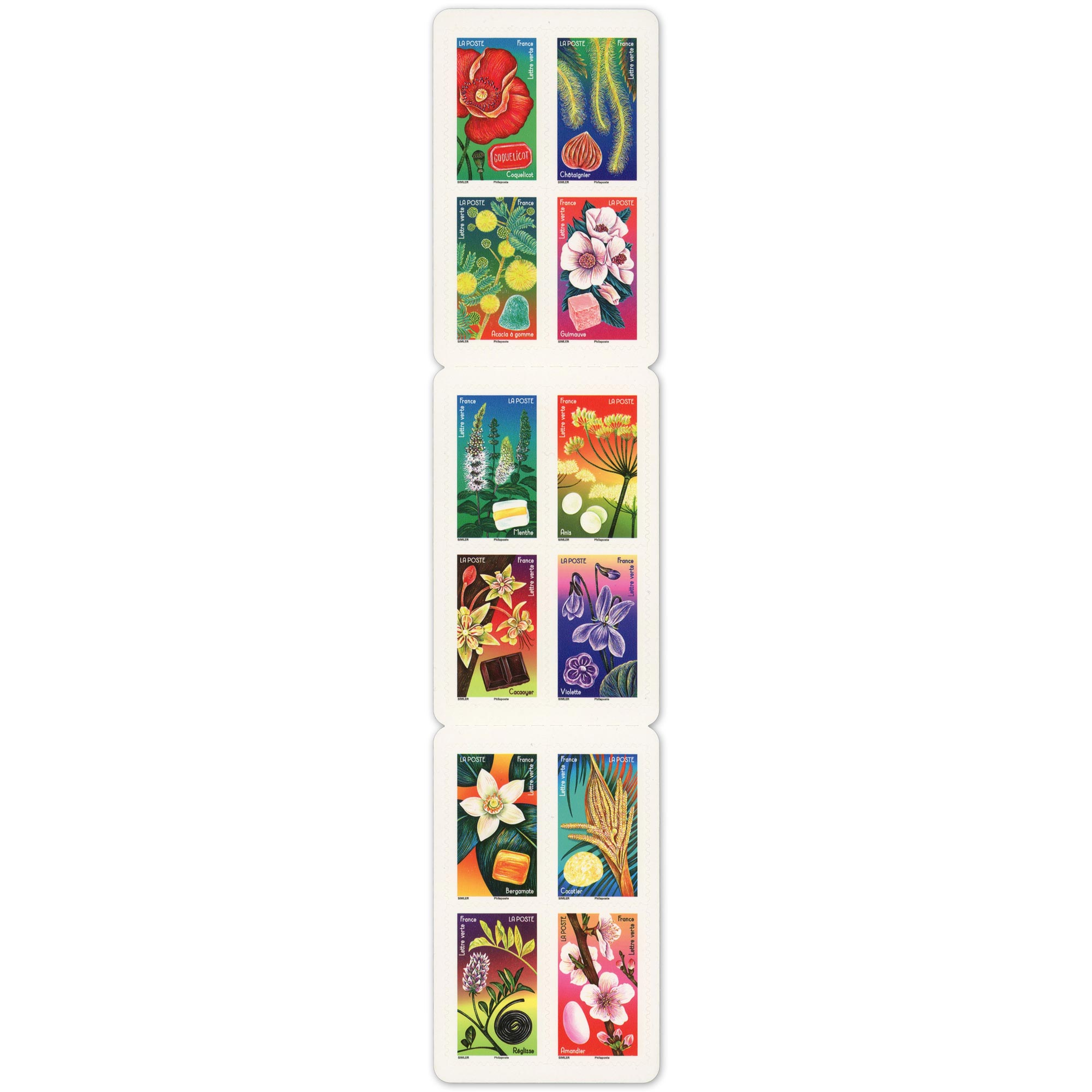 CARNET FRANCE BC2133, FLEURS ET DOUCEURS, TIMBRES POUR AFFRANCHIR 12 LETTRES 20G