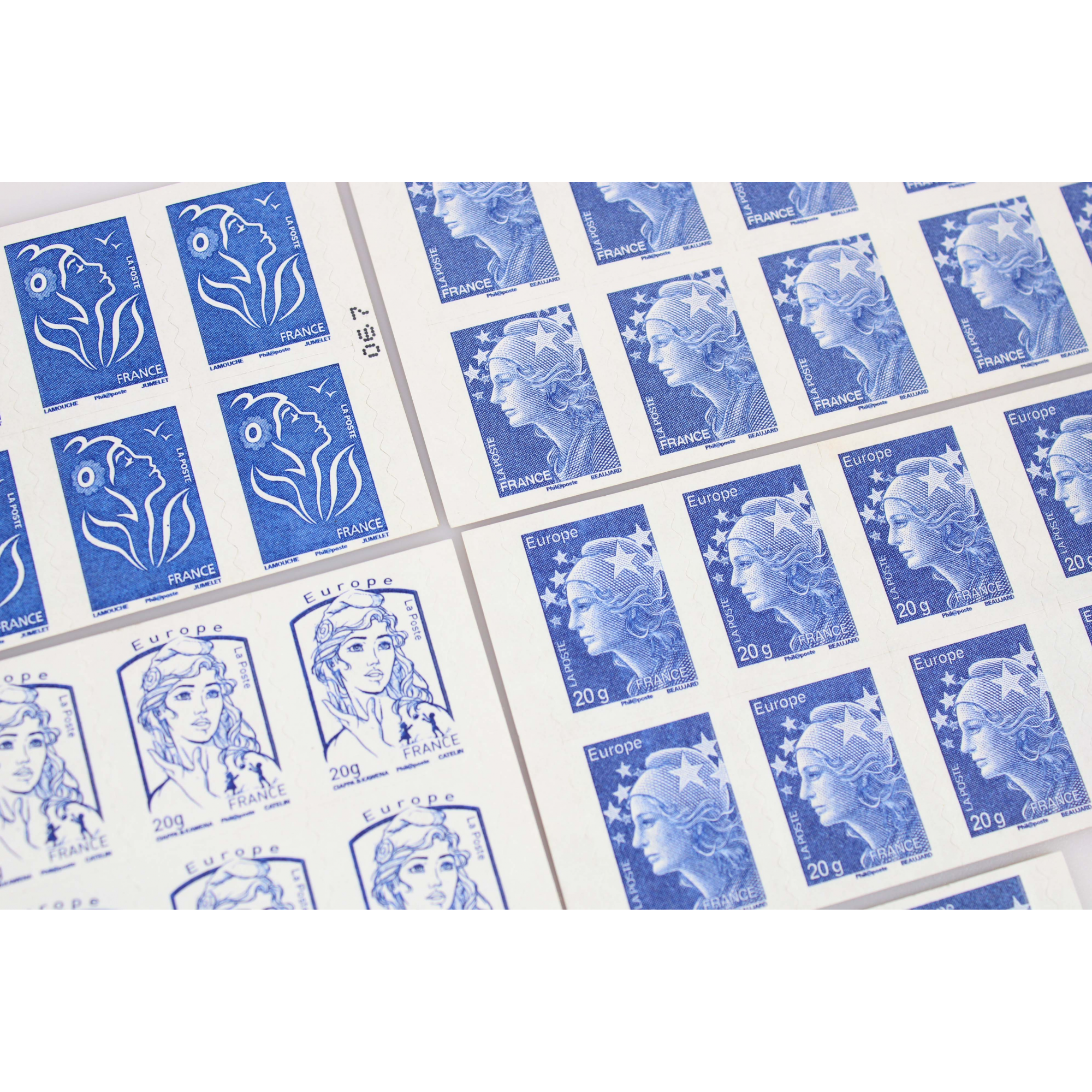 LOT DE CARNETS AUTOADHÉSIFS 60 TIMBRES POSTE EUROPE 20G POUR AFFRANCHISSEMENT