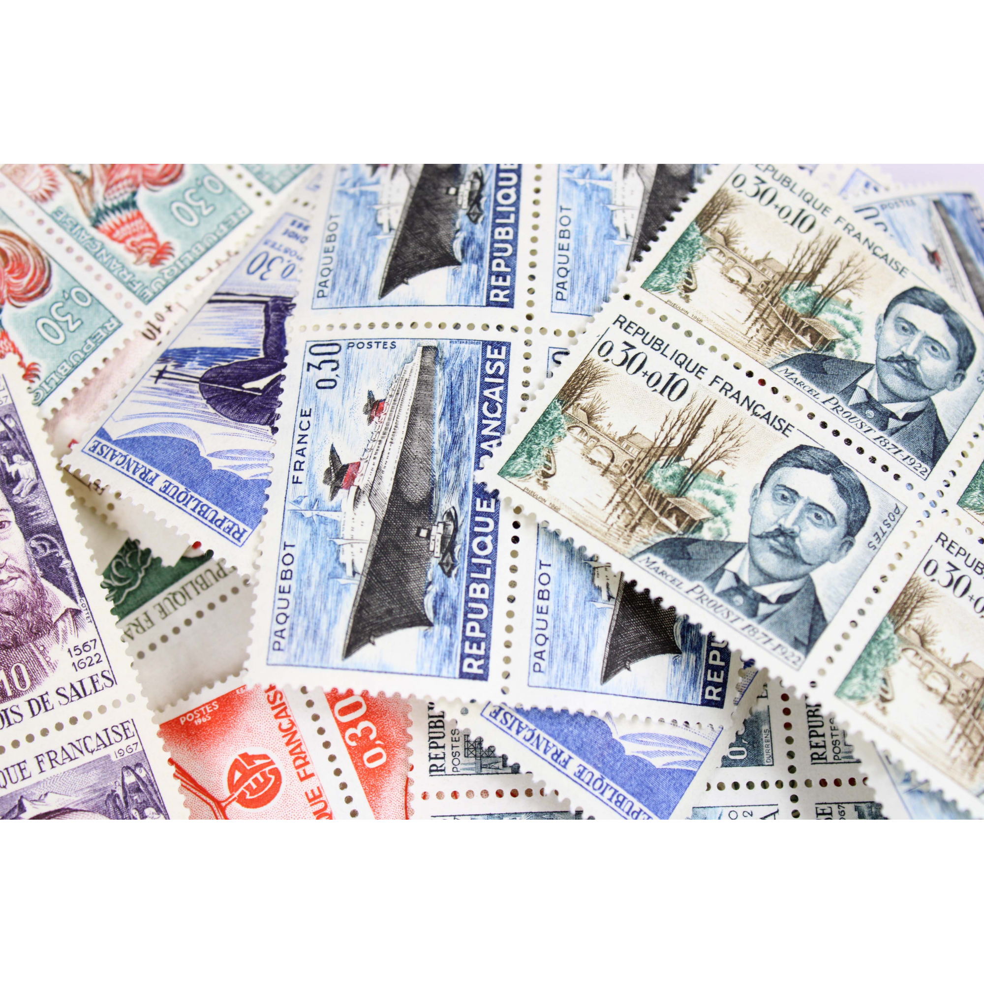 FRANCE - Boite de vrac 1000 timbres essentiellement grands f... - VENTE DE TIMBRES-POSTE France
