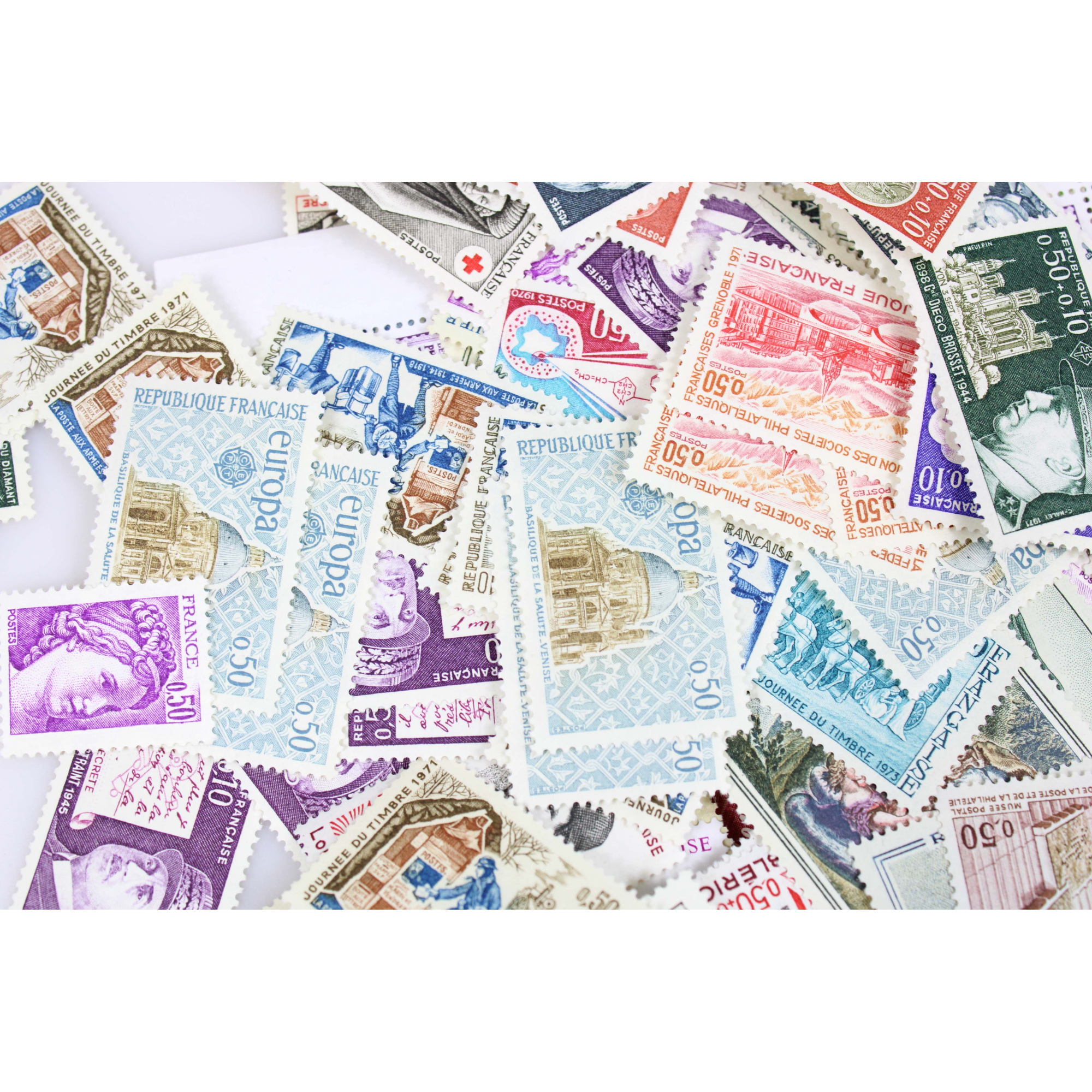 LOT DE 500 TIMBRES FRANCE NEUFS AFFRANCHISSEMENT 0,50 FRANCS, SOUS FACIALE