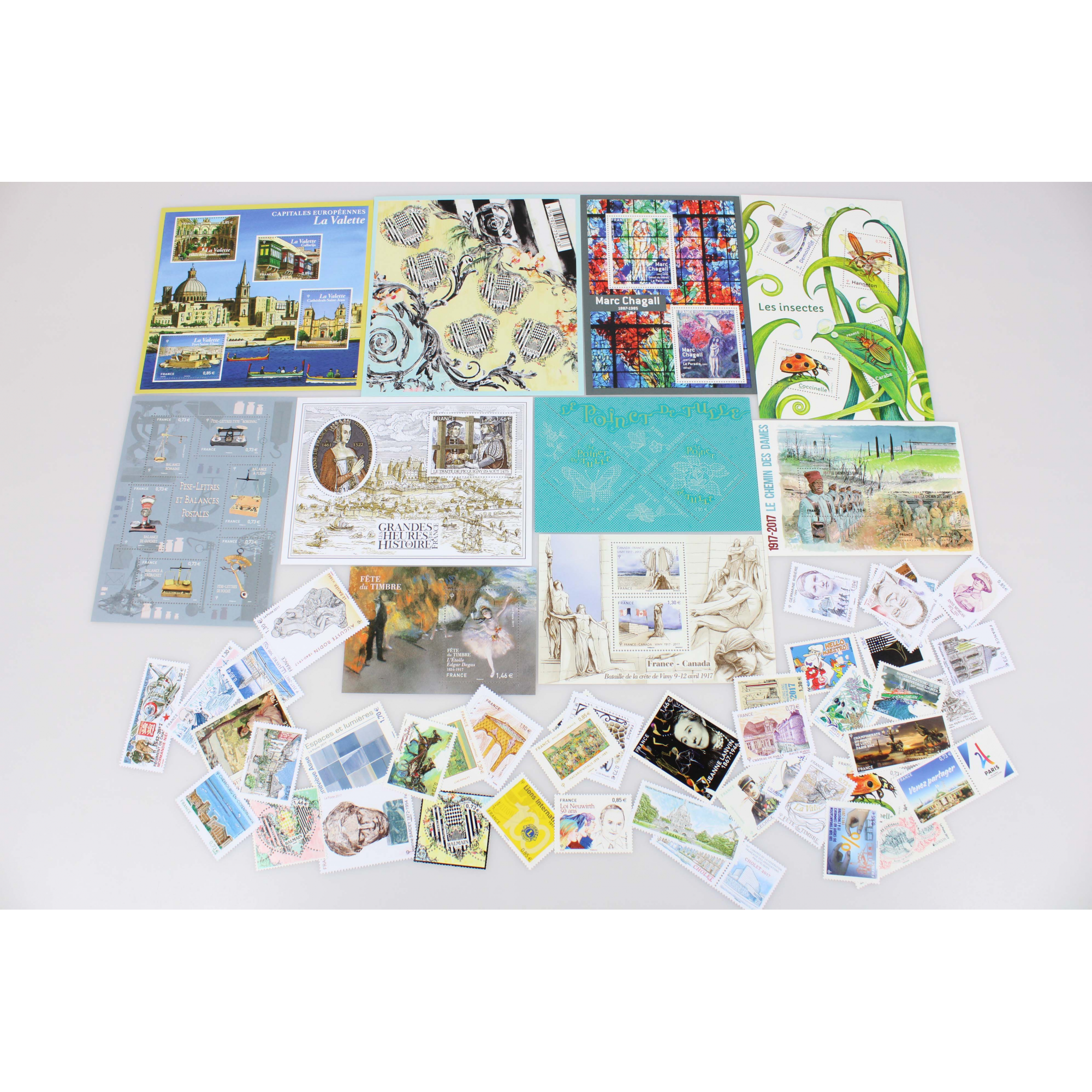 COLLECTION DE FRANCE TIMBRES ET BLOCS ANNÉE 2017 NEUFS** FACIALE 76 EUROS
