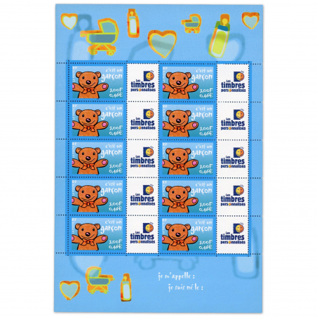 FEUILLE FRANCE F3431Aa HELIO TIMBRES PERSOS C'EST UN GARCON TIMBRES PERSOS