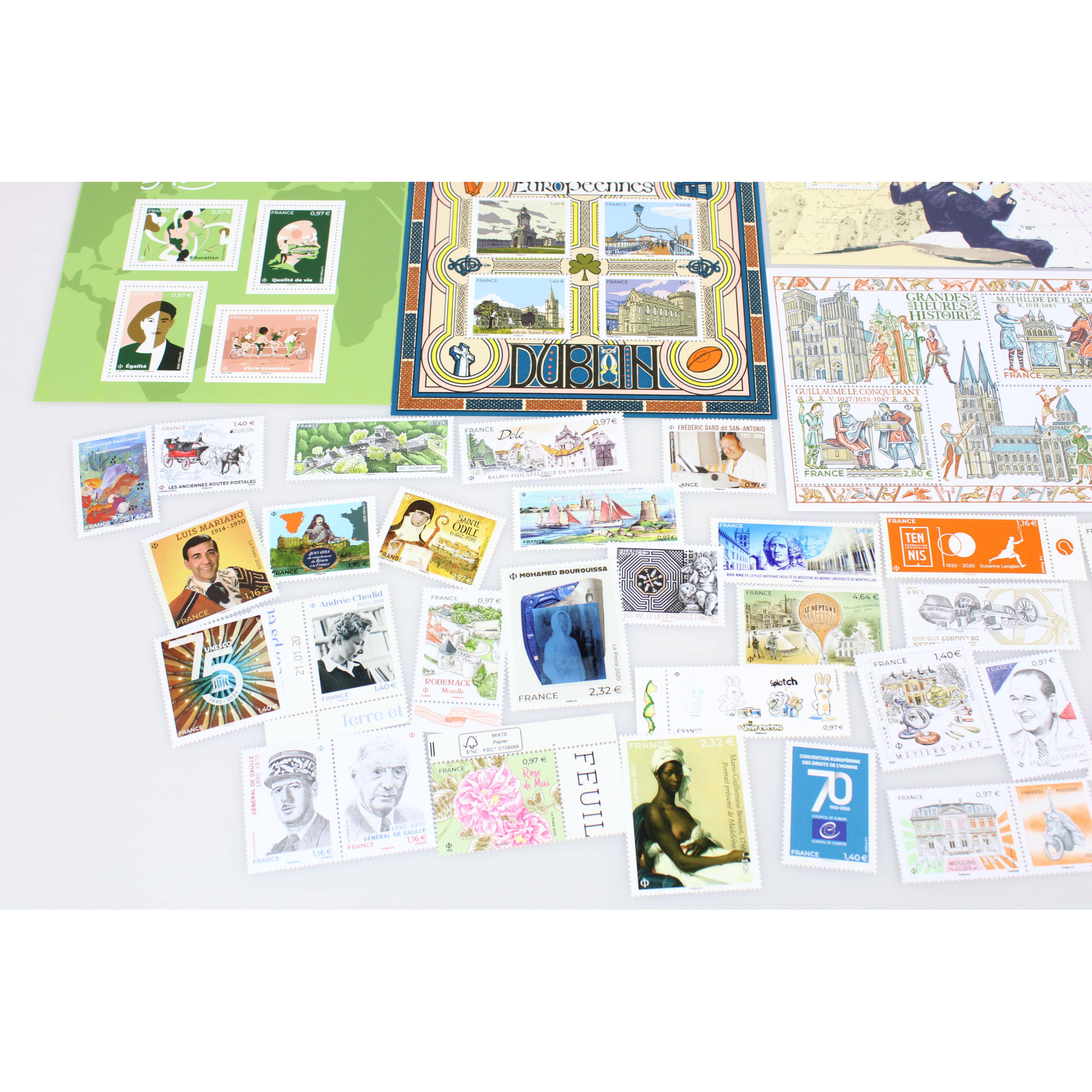 COLLECTION DE FRANCE ANNÉE 2020 TIMBRES NEUFS TP ET BLOCS FACIALE 108 EUROS