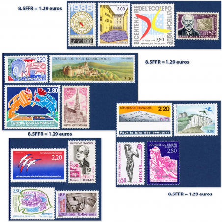 LOT DE 50 AFFRANCHISSEMENTS POUR LETTRES 20G FRANCE AVEC 4 TIMBRES EN FRANCS