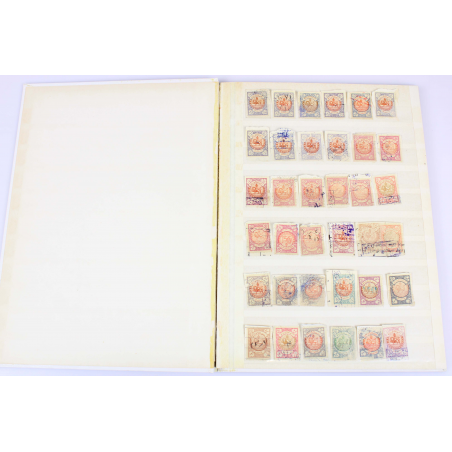 COLLECTION DE TIMBRES D'IRAN TIMBRES OBLITÉRÉS DANS UN ALBUM A BANDES