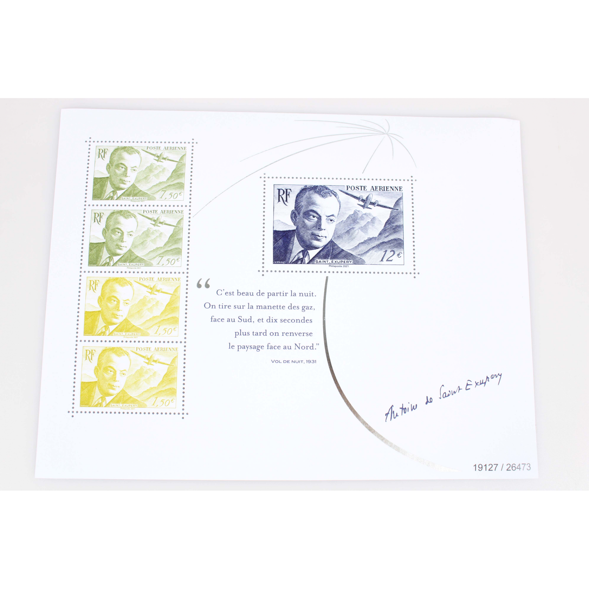 FRANCE POSTE AÉRIENNE FEUILLET F89 ANTOINE DE SAINT EXUPÉRY 2EME TIRAGE NEUF**