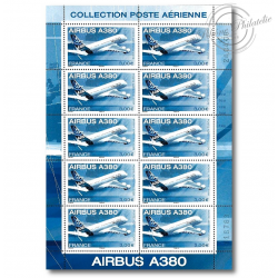 POSTE AÉRIENNE N° 69 "AIRBUS A380" ANNÉE 2006 FEUILLE DE 10 TIMBRES NEUFS**