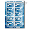 POSTE AÉRIENNE N° 69 "AIRBUS A380" ANNÉE 2006 FEUILLE DE 10 TIMBRES NEUFS**