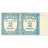 FRANCE PAIRE DE TIMBRES TAXES N° 61 RECOUVREMENTS, 2fr BLEU NEUFS* 1927-1931