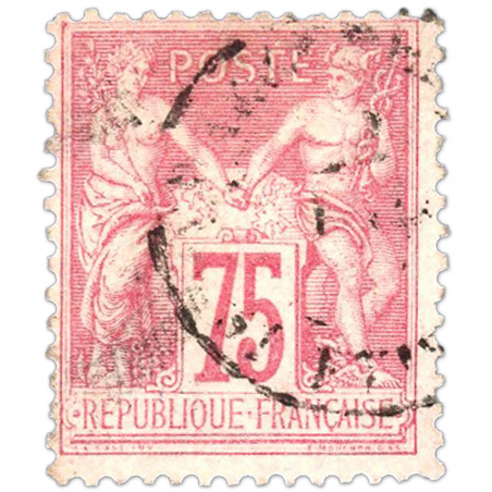 FRANCE N° 81 TIMBRE TYPE SAGE 75c ROSE, TIMBRE OBLITÉRÉ - ANNÉE 1885