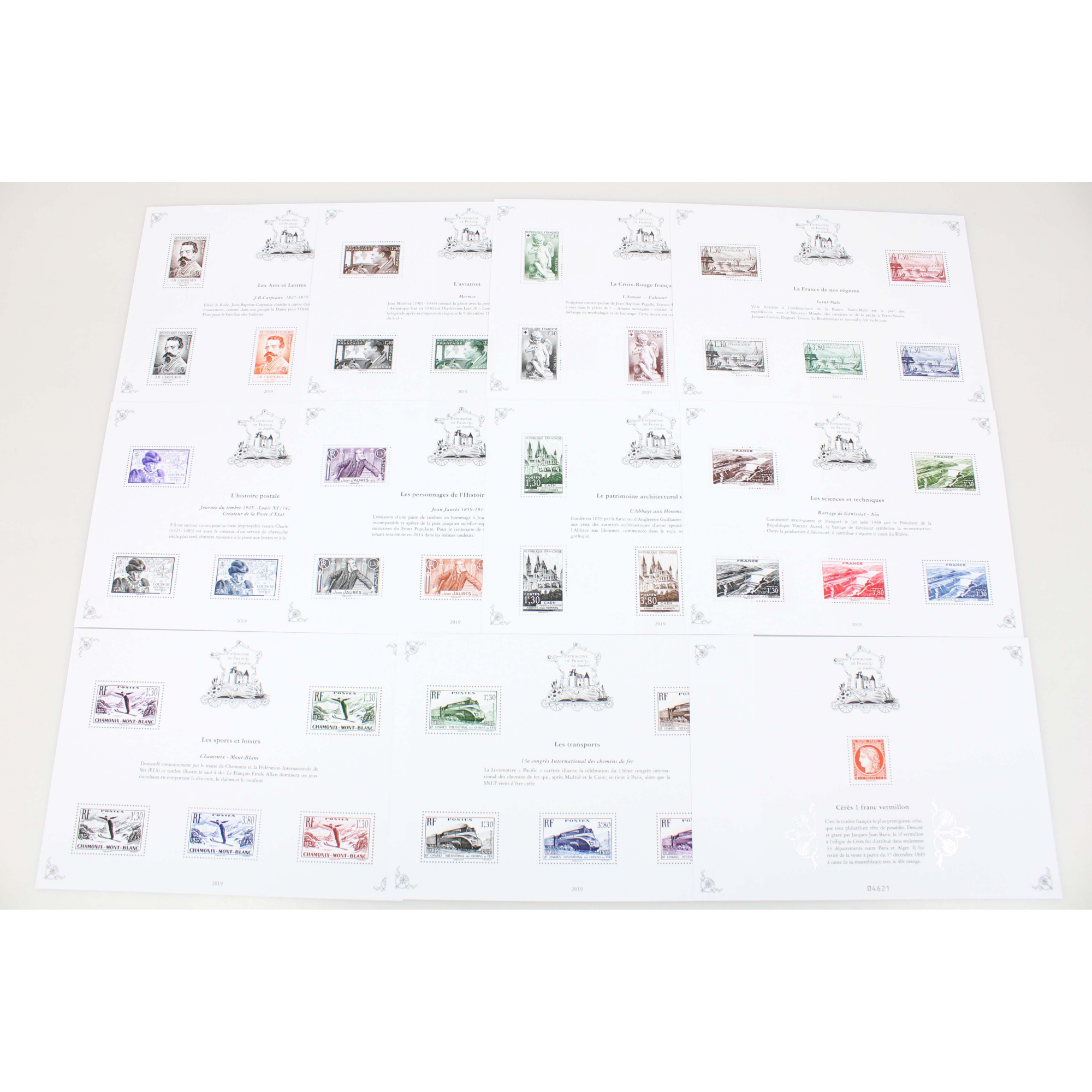 SÉRIE COMPLÈTE 11 FEUILLETS PATRIMOINE DE FRANCE ANNÉE 2019 NEUFS**, BS1 A BS10A