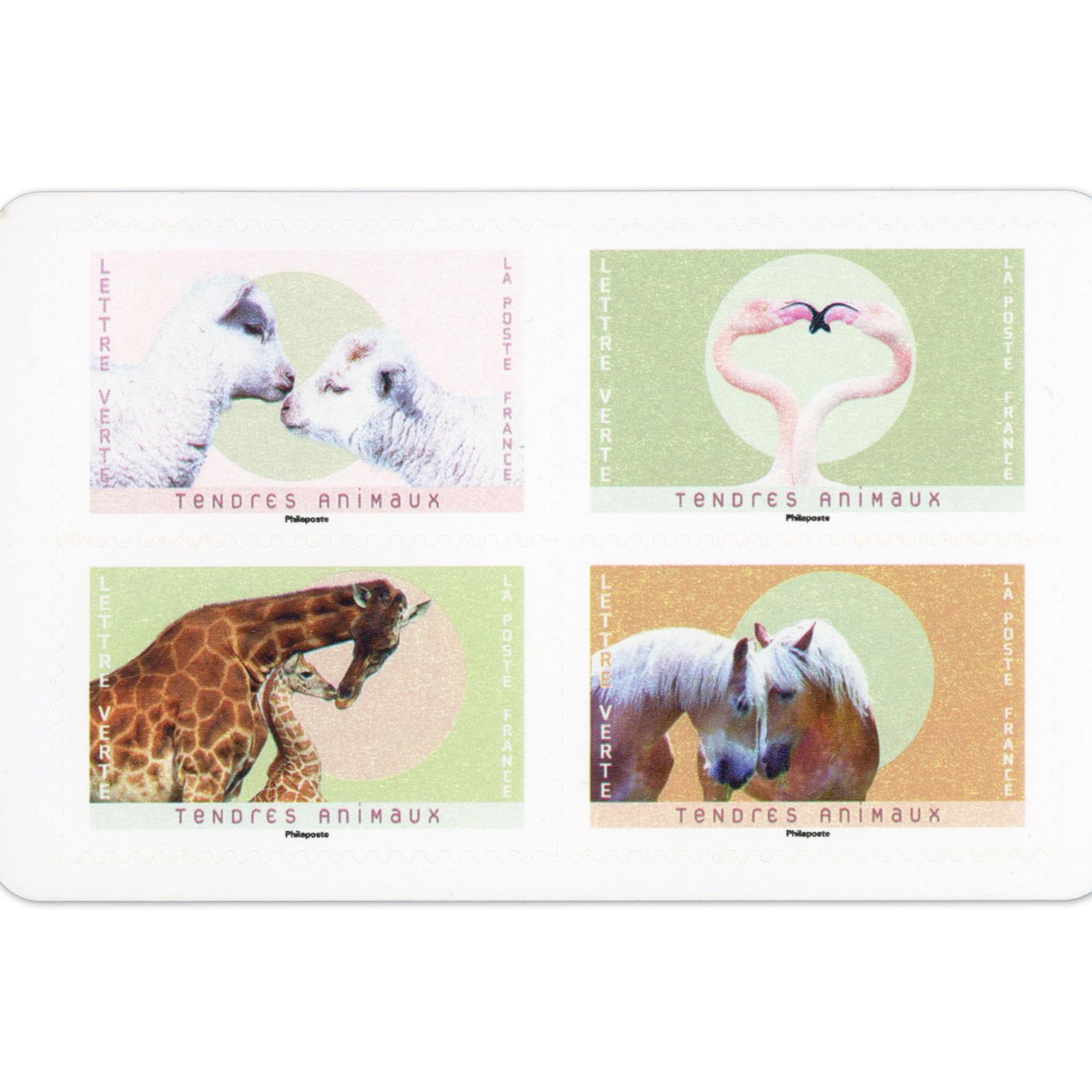 CARNET FRANCE BC2242 TENDRES ANIMAUX, TIMBRES POUR AFFRANCHIR 12 LETTRES 20G