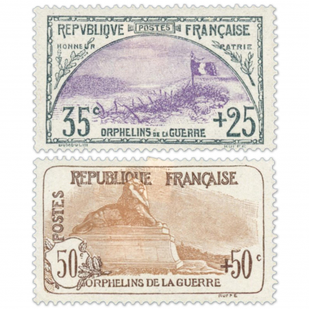 FRANCE SÉRIE ORPHELINS N° 148 A 155 TIMBRES NEUFS*, 155 SANS CH, SIGNÉS BRUN