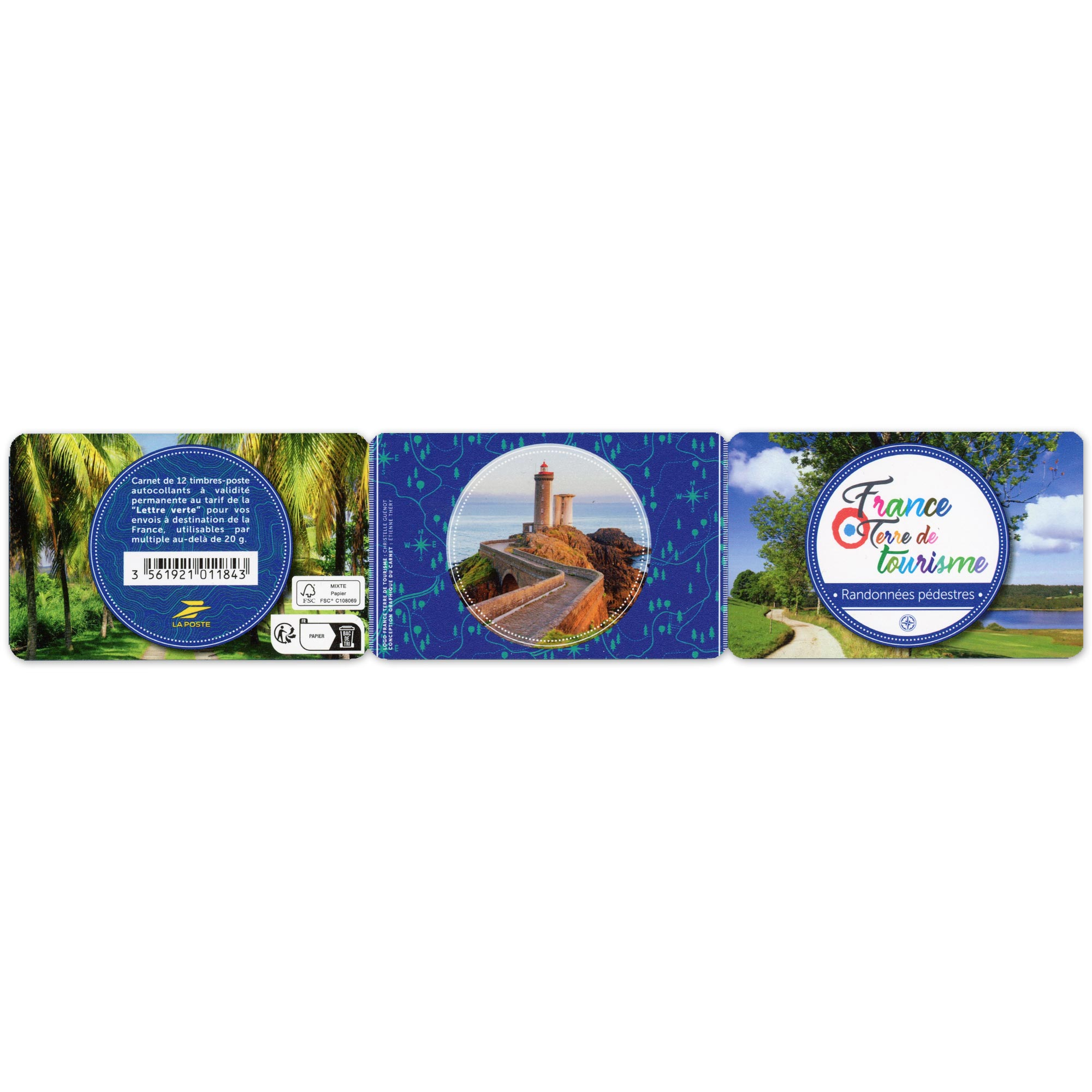 CARNET FRANCE BC2308 RANDONNÉES PÉDESTRES TIMBRES POUR AFFRANCHIR 12 LETTRES 20G