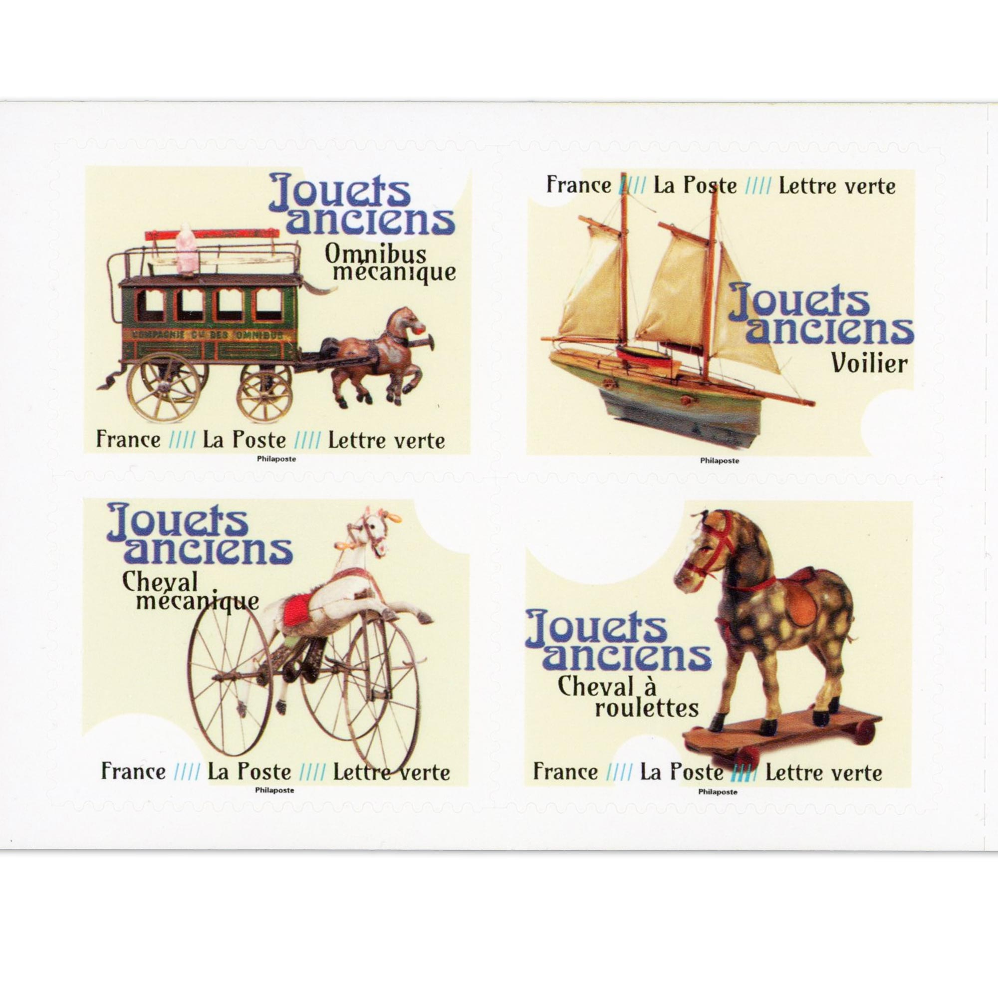 CARNET FRANCE BC2363 JOUETS ANCIENS, TIMBRES POUR AFFRANCHIR 12 LETTRES 20G