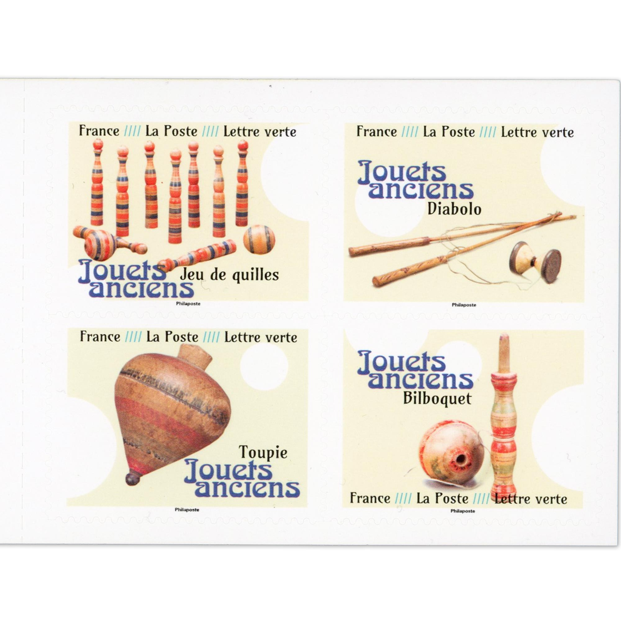 CARNET FRANCE BC2363 JOUETS ANCIENS, TIMBRES POUR AFFRANCHIR 12 LETTRES 20G