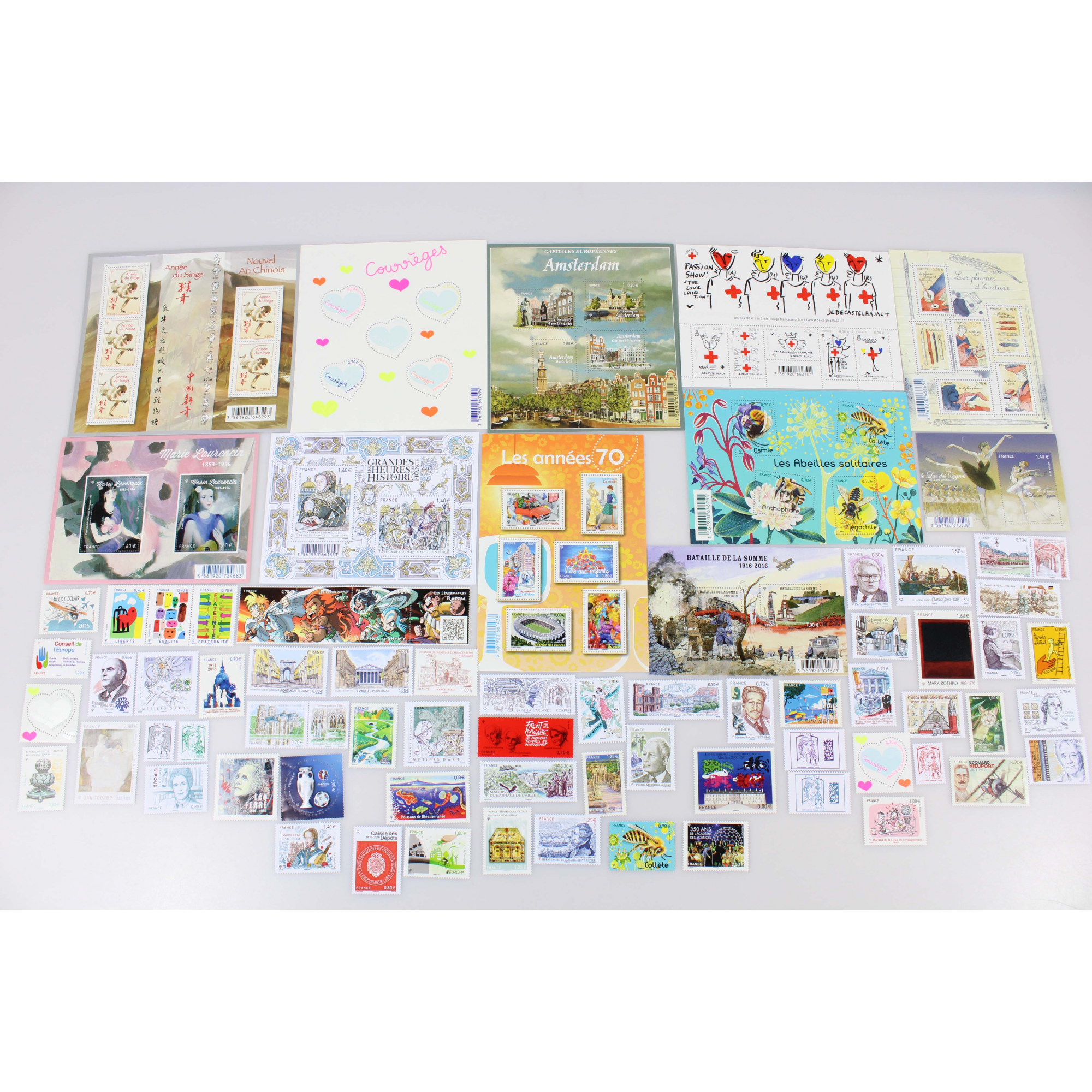 COLLECTION DE FRANCE ANNÉE 2016 TIMBRES NEUFS, TP ET BLOCS FACIALE 101 EUROS