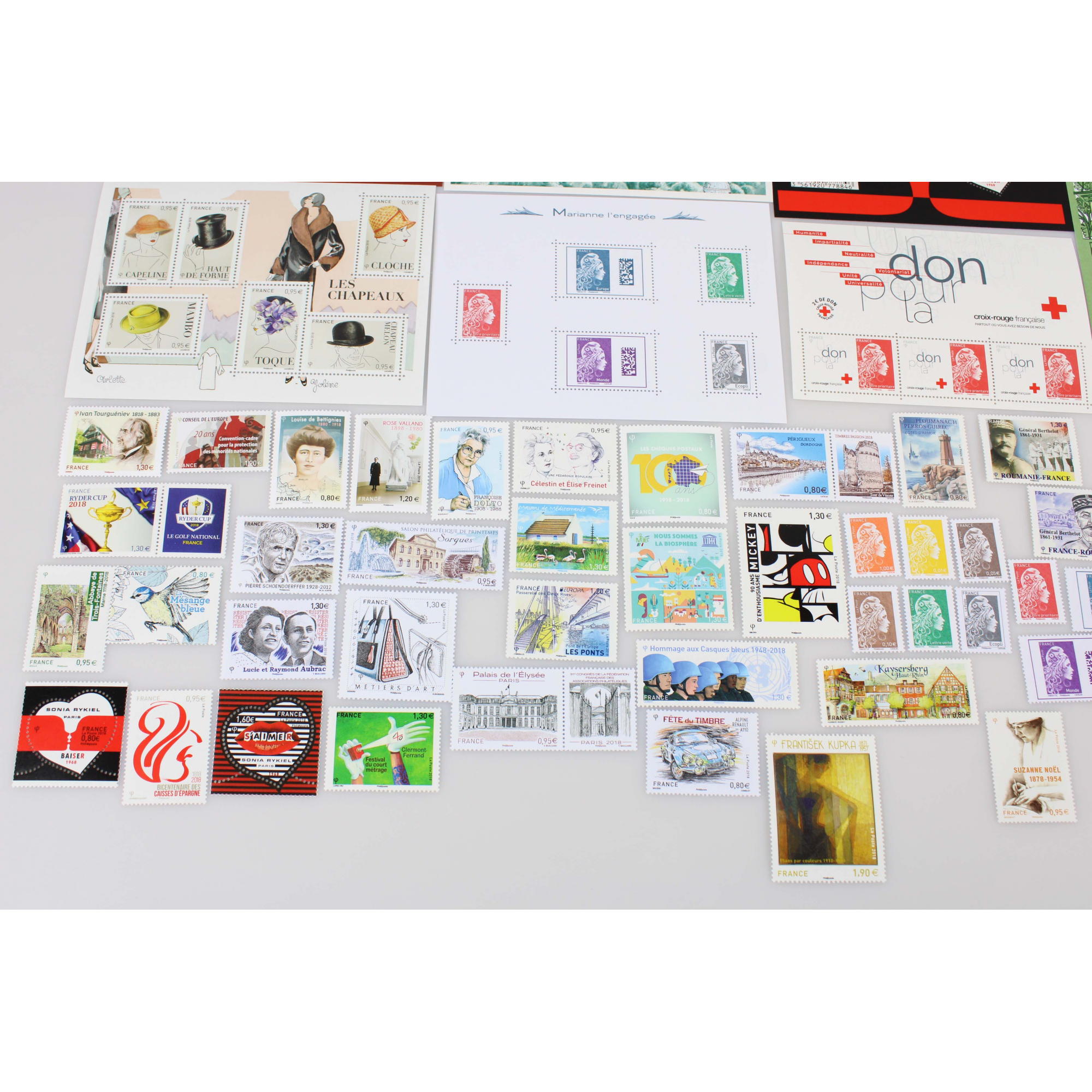 COLLECTION DE FRANCE ANNÉE 2018 TIMBRES NEUFS, TP ET BLOCS FACIALE 113 EUROS