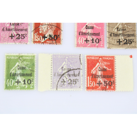 FRANCE 5 SÉRIES CAISSE D'AMORTISSEMENT, TIMBRES OBLITÉRÉS DE 1927 A 1931