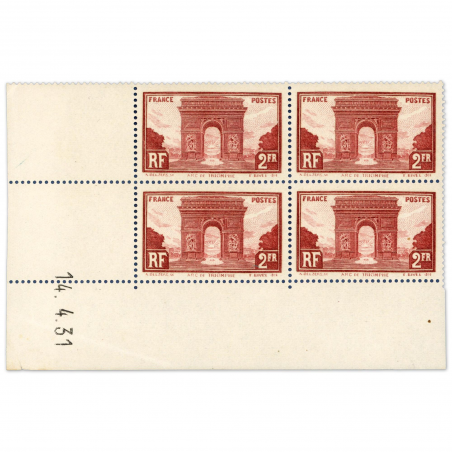 FRANCE COIN DATÉ N° 258 ARC DE TRIOMPHE, TIMBRES NEUFS** 1929-31 COTE 475 EUROS