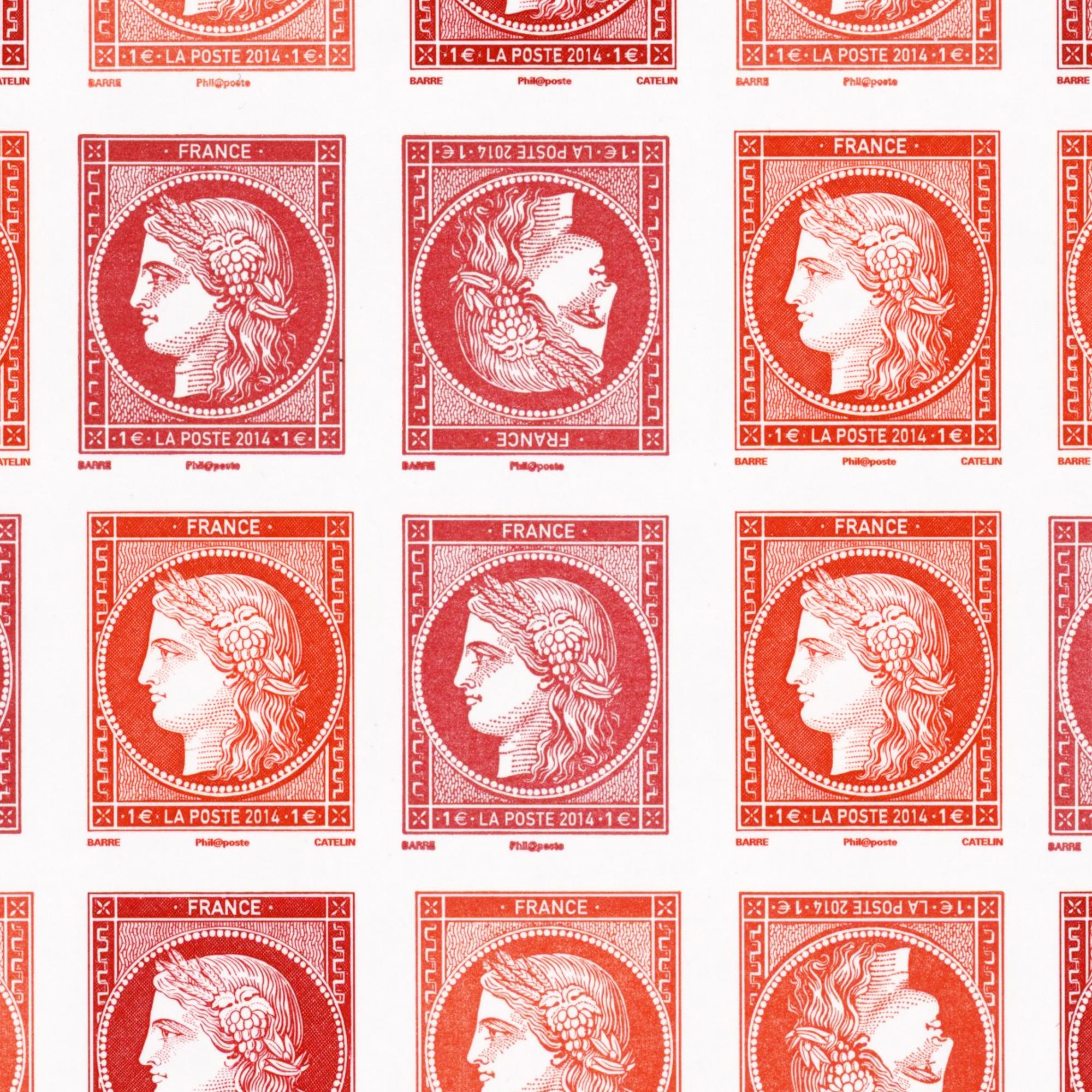 FEUILLET FRANCE N° F4871 SALON DU TIMBRE 2014, TIMBRES CÉRÈS 1849 NON DENTELÉS