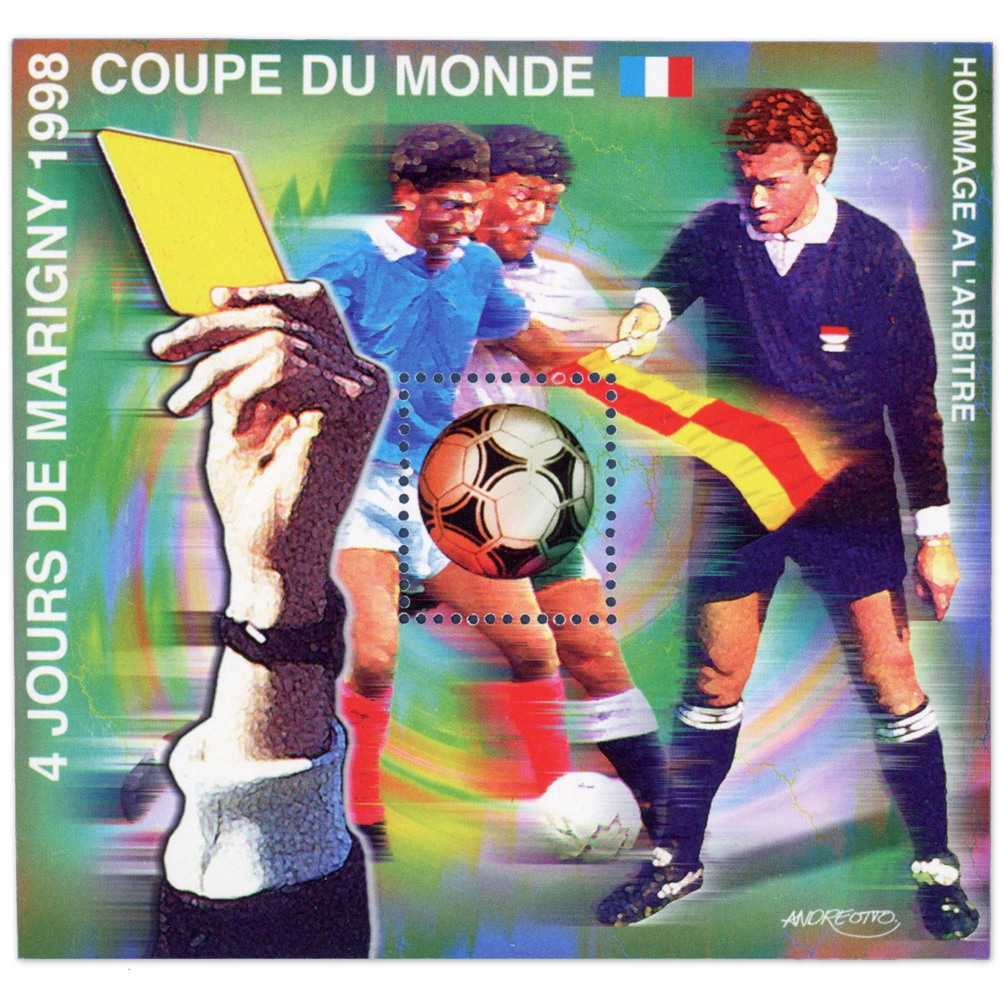 2 BLOCS SOUVENIRS CARRÉ DE MARIGNY N° 10 COUPE DU MONDE DE FOOTBALL 1998 NEUFS**