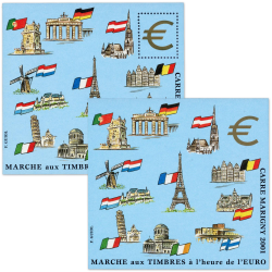 BLOCS SOUVENIRS CARRÉ DE MARIGNY N° 13 L'EURO PAR F. GUIOL, 2 BLOCS NEUFS** 2001